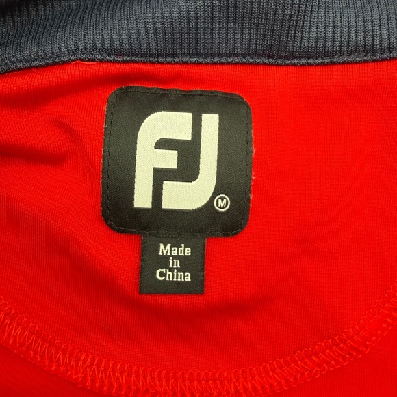 FootJoy Mens Quarter Zip Golf Pullover Red Navy Blue Performance Size M - Picture 3 of 10